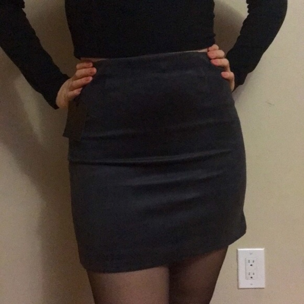 Talula Faux Suede Charcoal Grey Mini Skirt
